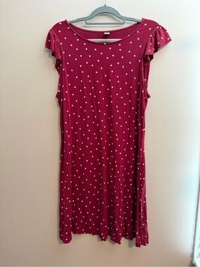Old Navy Burgundy Polka Dot Flutter-Sleeve Dress